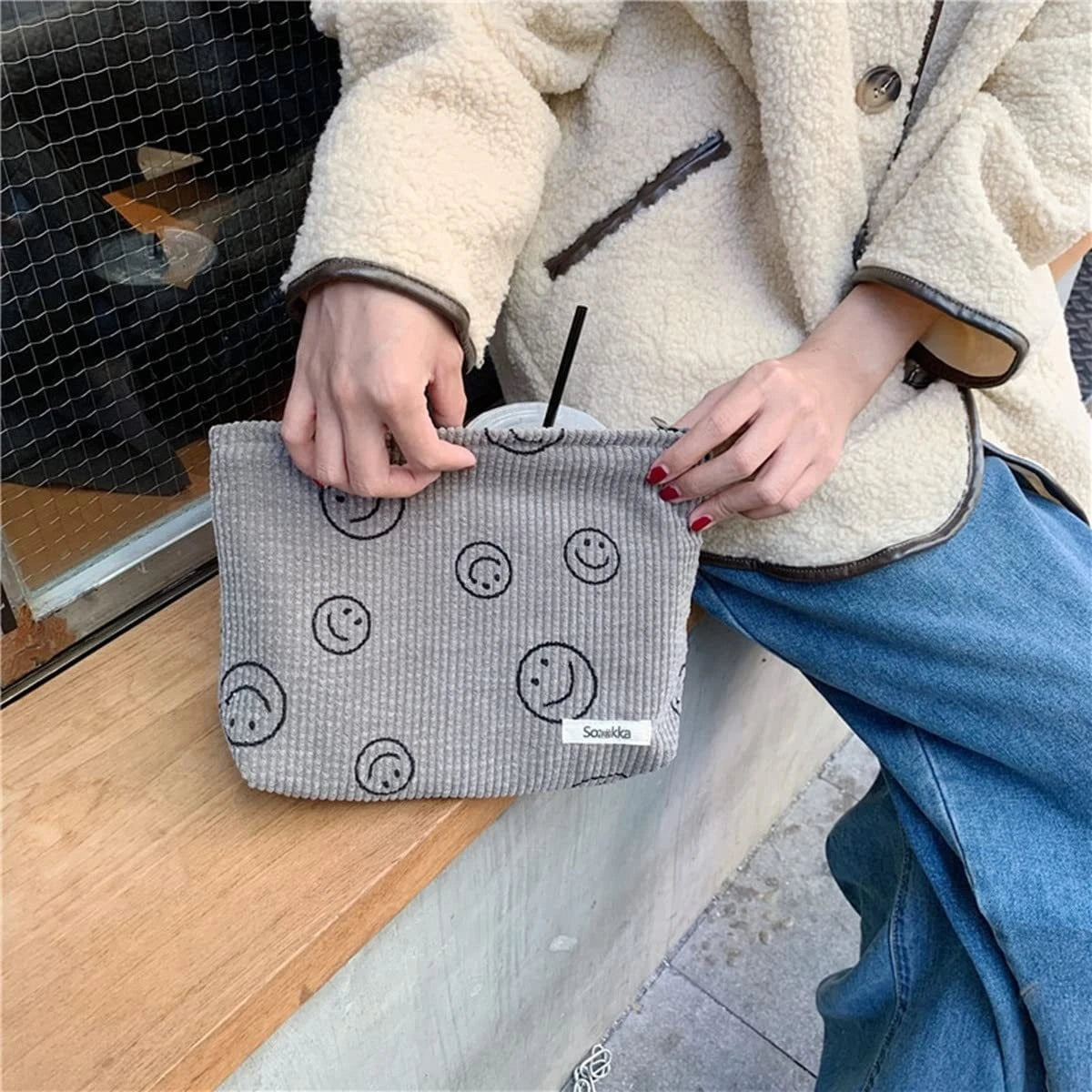 Checkered Makeup Bag
